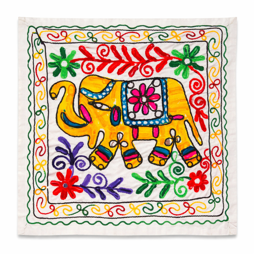 Funda de Cojín Elephant Amarillo y Rojo