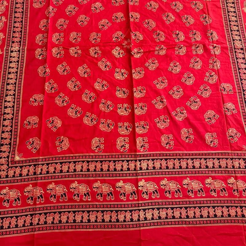 Cubrecama 2 Plazas Rojo Elefantes Tradicional