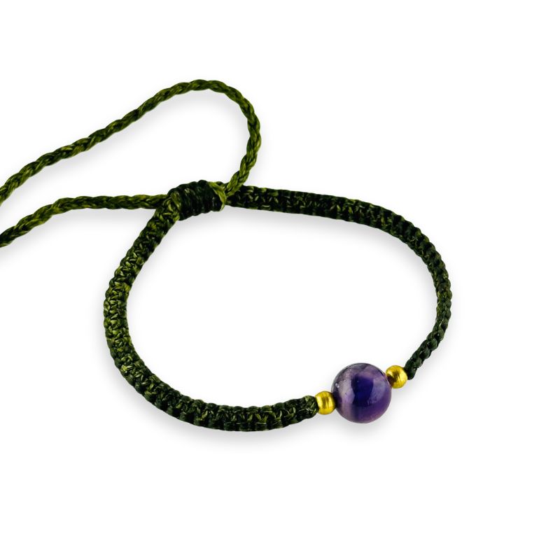 Pulsera de Hilo 6mm Ajustable con Piedra Preciosa