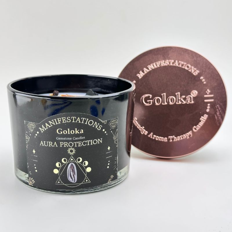 Vela Pachuli con Obsidiana Negra - Protección del Aura