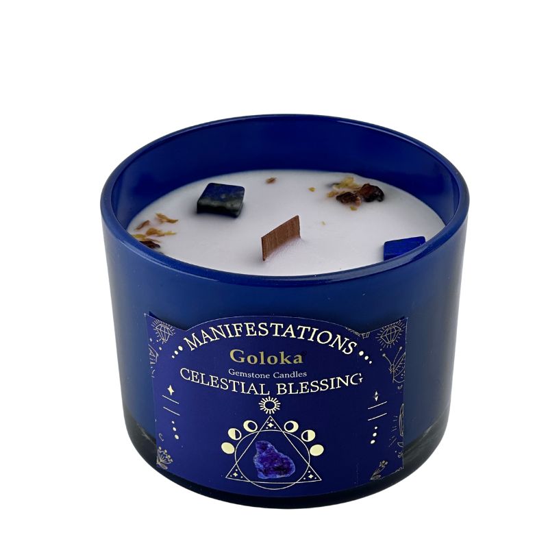 Vela Jazmín con Lapislázuli - Bendición Celestial