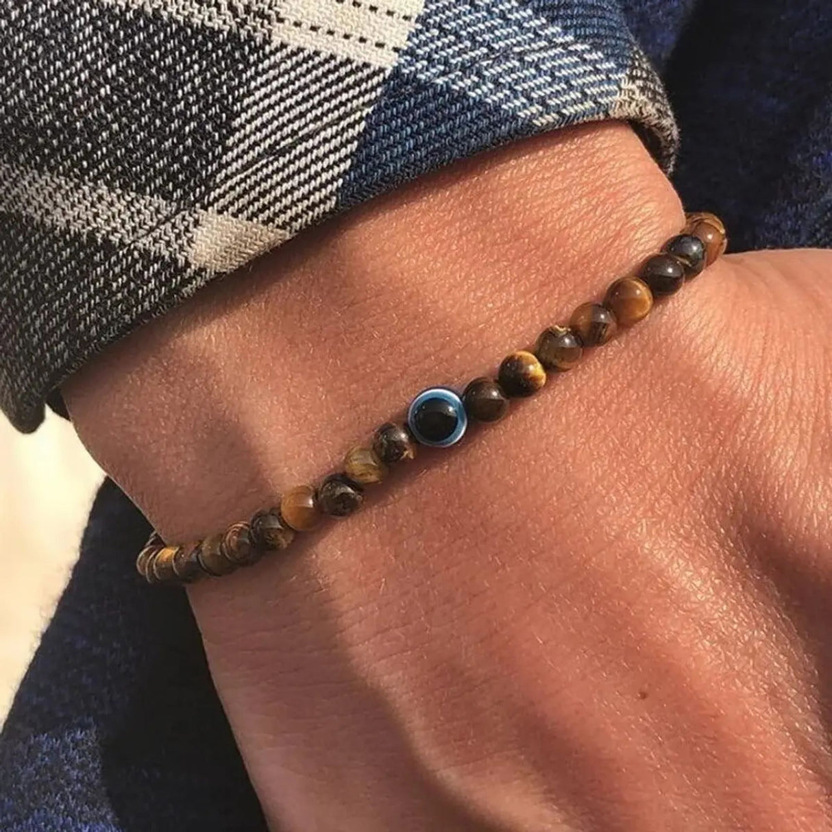 Pulsera Ojo de Tigre con Ojo turco 4mm