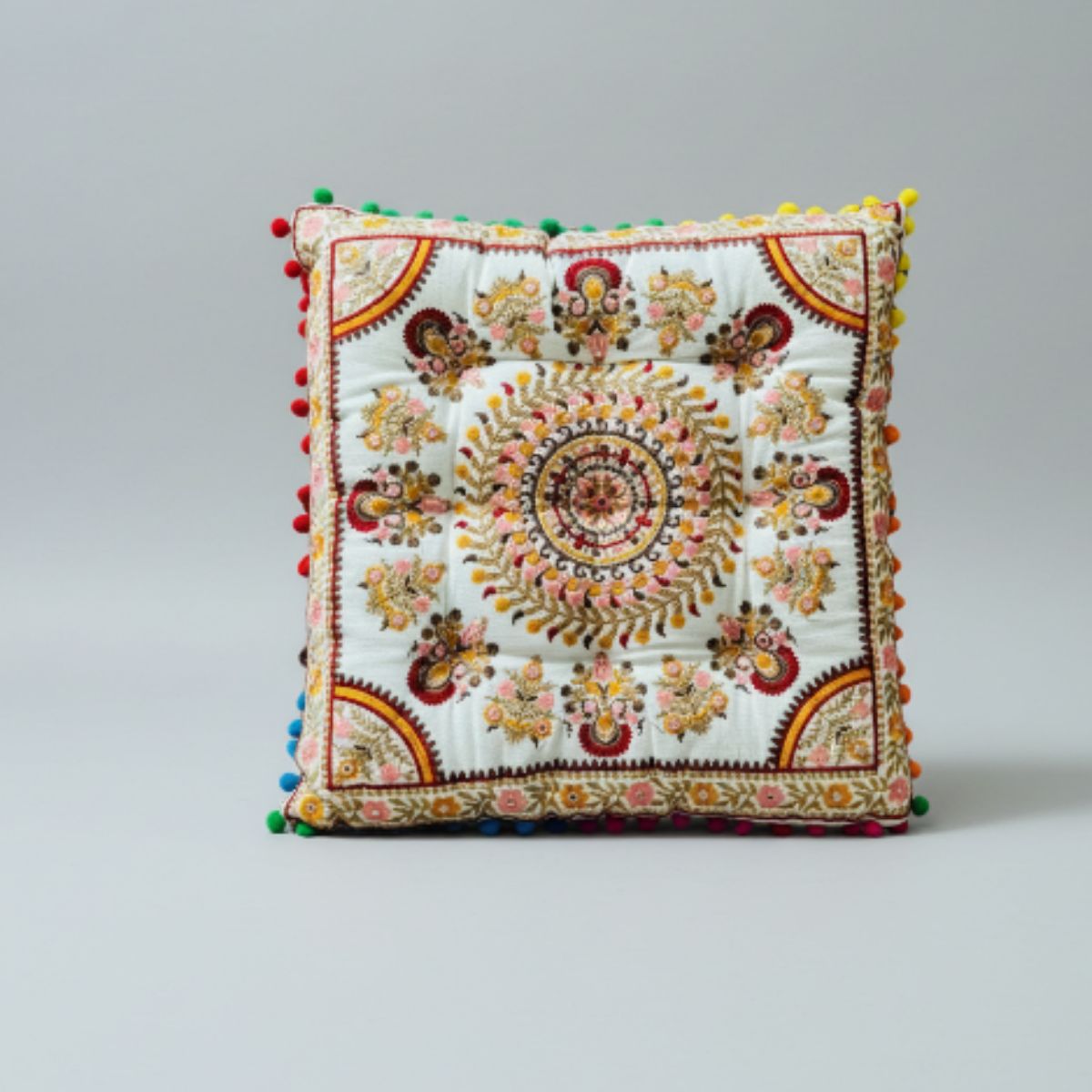 Cojin Amarillo Indio Cuadrado Mediano