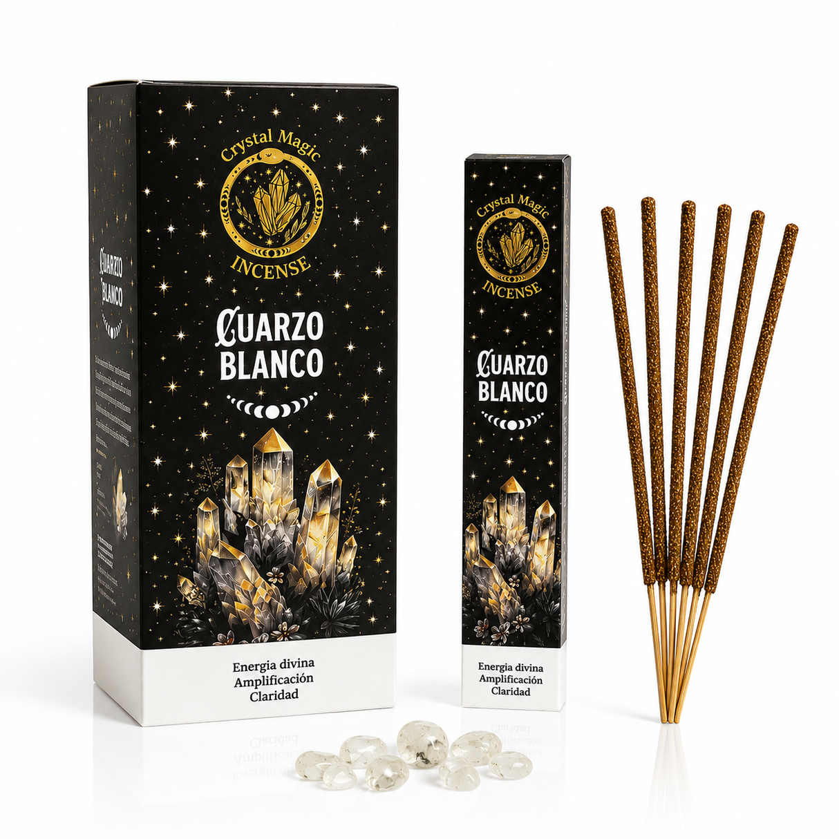 Incienso Dulce con Piedras de Cuarzo Blanco