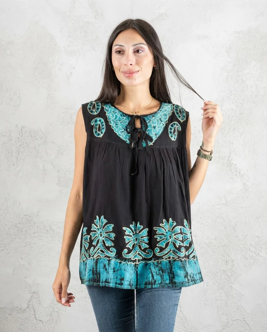 Blusa Darpita Negro con Azul