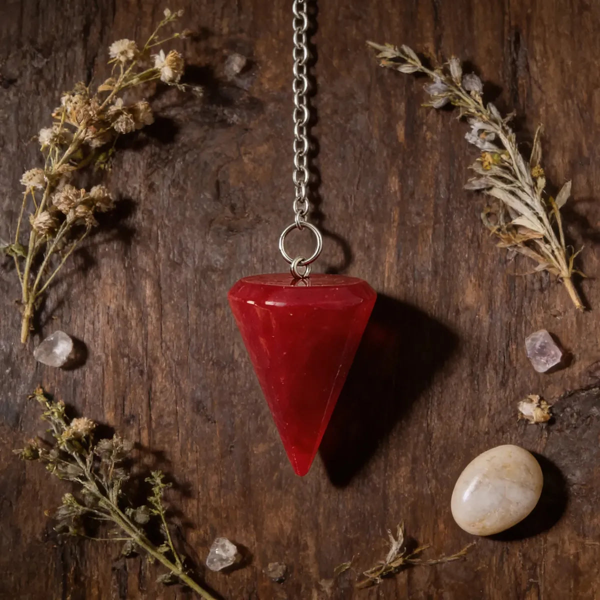 Péndulo Pirámide Agata Roja Chico