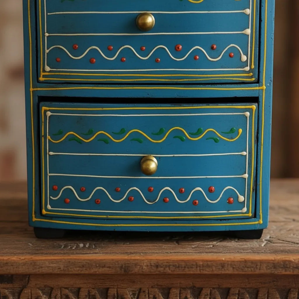Cajonera Larga Celeste 3 Cajones