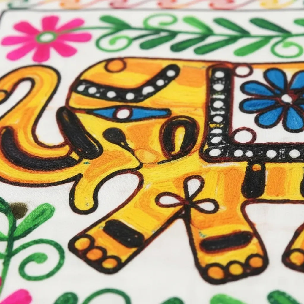 Funda de Cojín Elephant Amarillo y Rosado