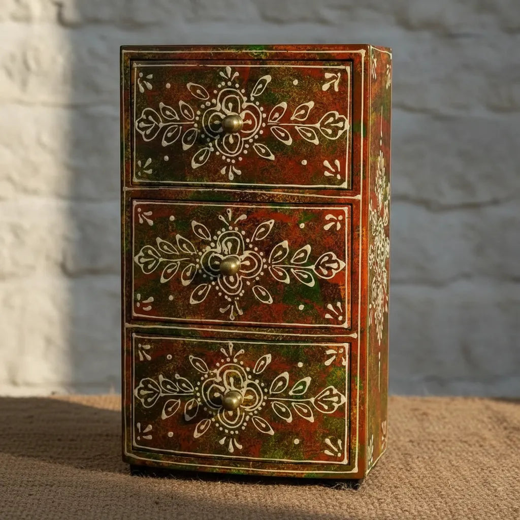 Cajonera Larga Esmeralda Carmesí 3 Cajones