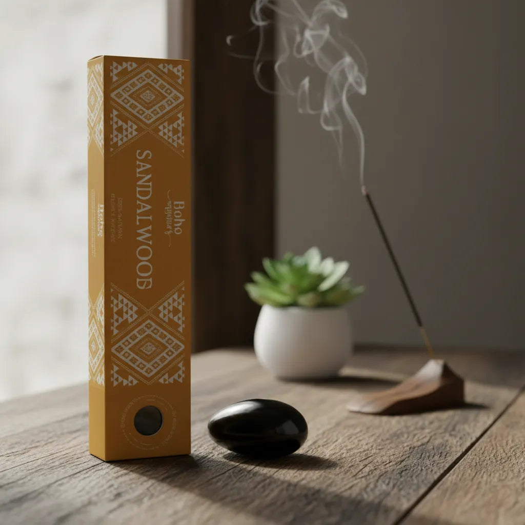 Incienso Sandalwood con Ágata Negra