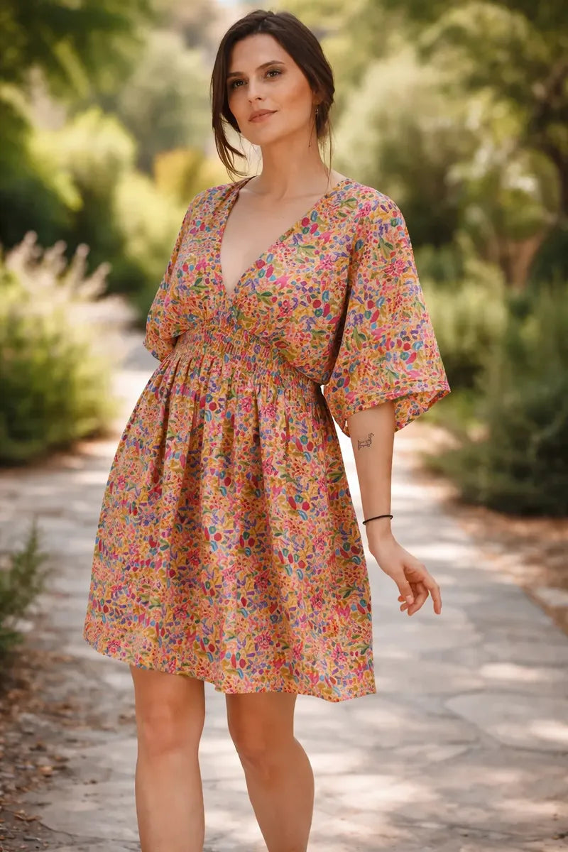 Vestido Oishi Beige con Rosa