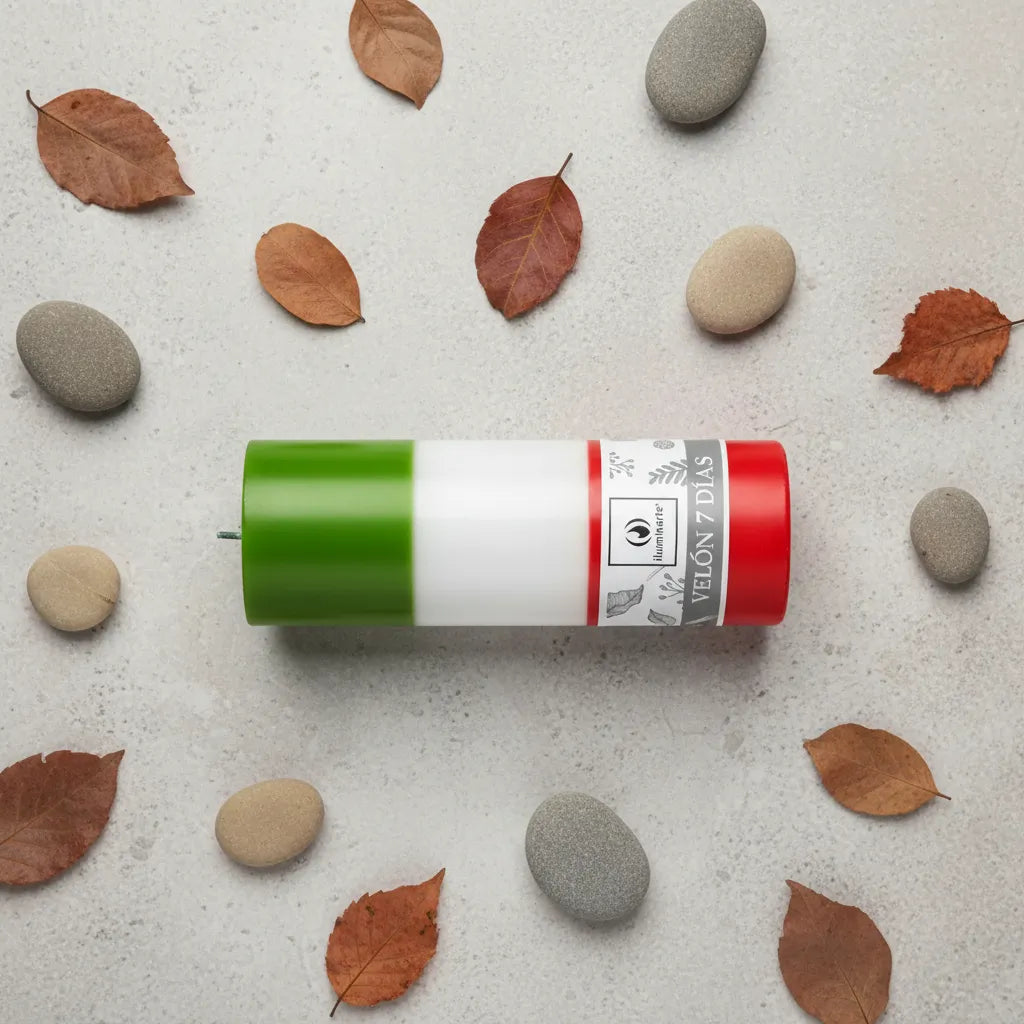 Velón Liso 7 Días Verde Rojo - San Expedito