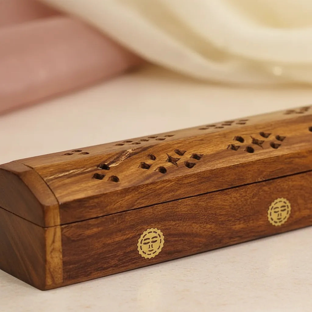 Porta Incienso Caja de Madera - Sol
