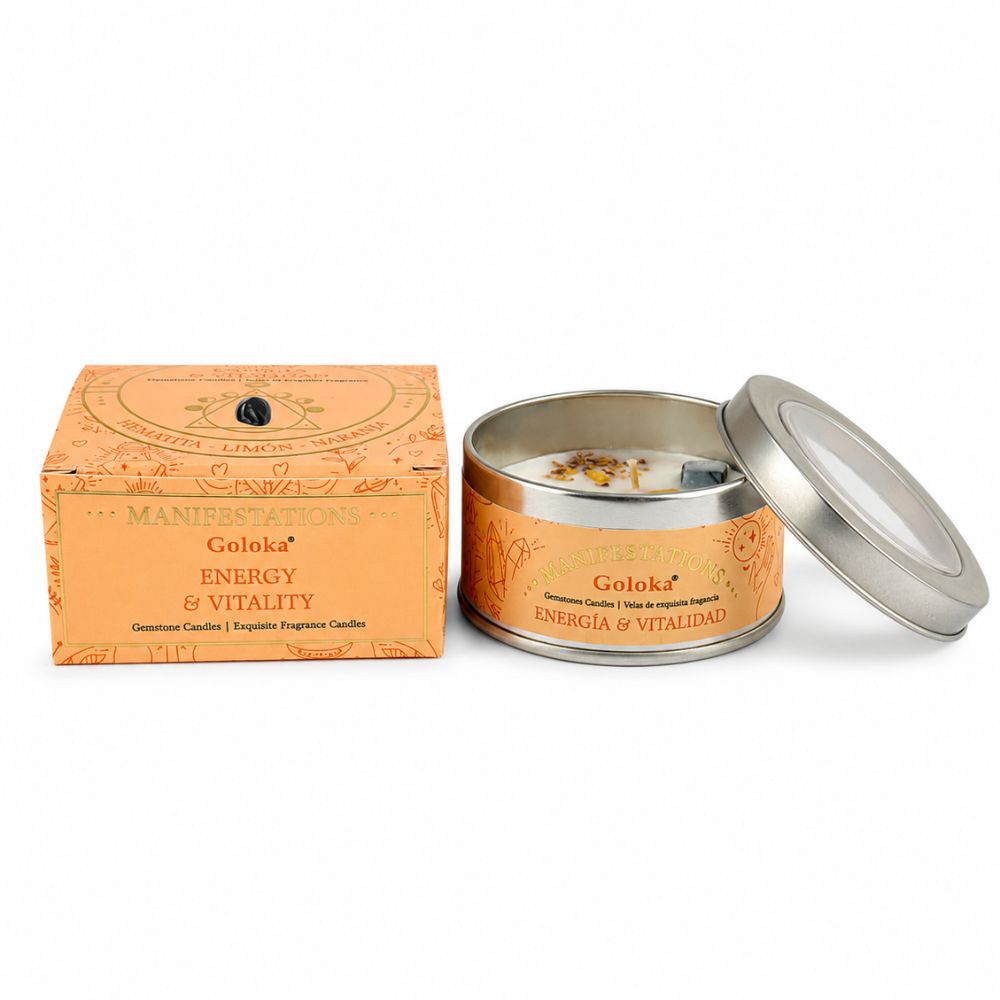 Vela Tarro Limón Naranja con Hematita