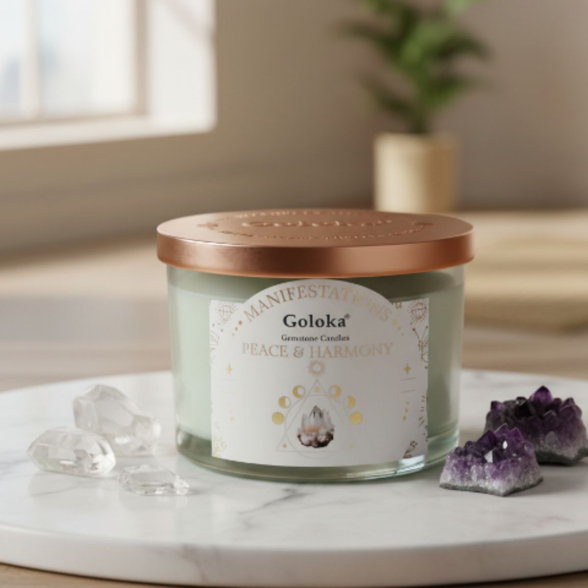 Vela Sandalo con Cuarzo Blanco - Paz y Armonía