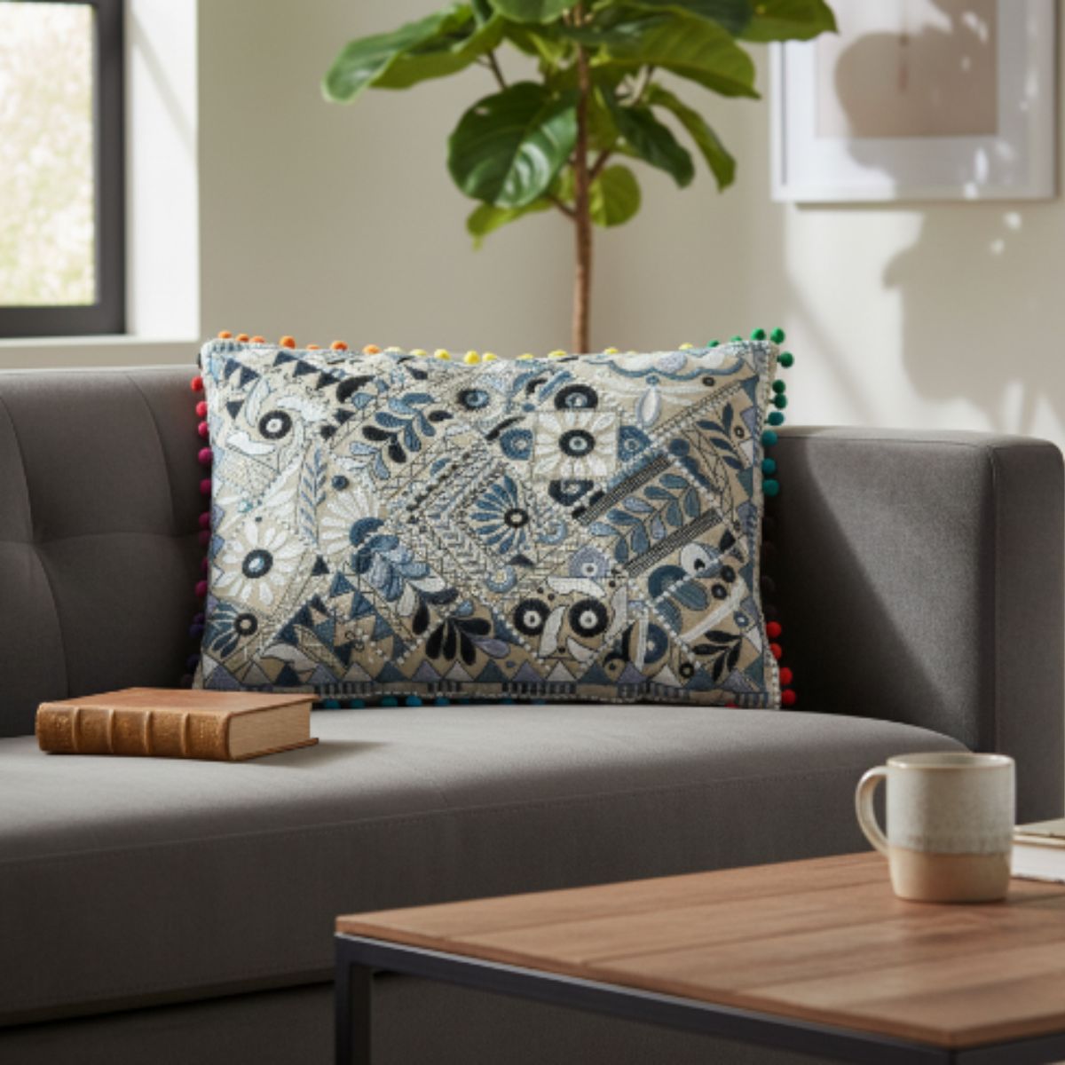 Cojin Gris Rectangular