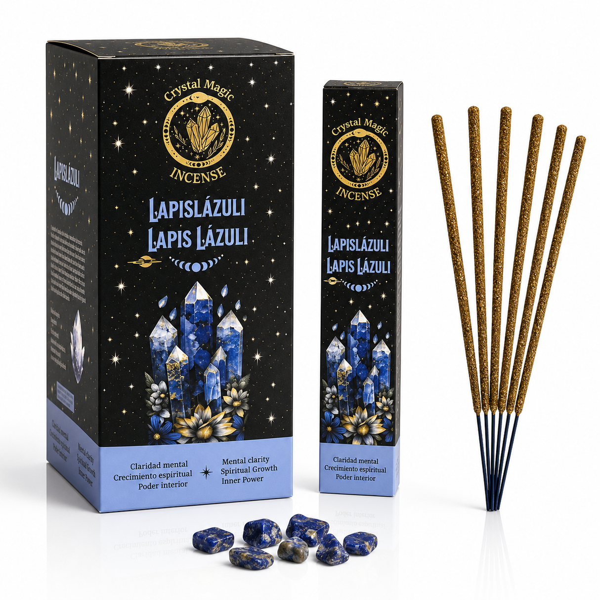 Incienso Loto Azul con Piedras de Lapislazuli