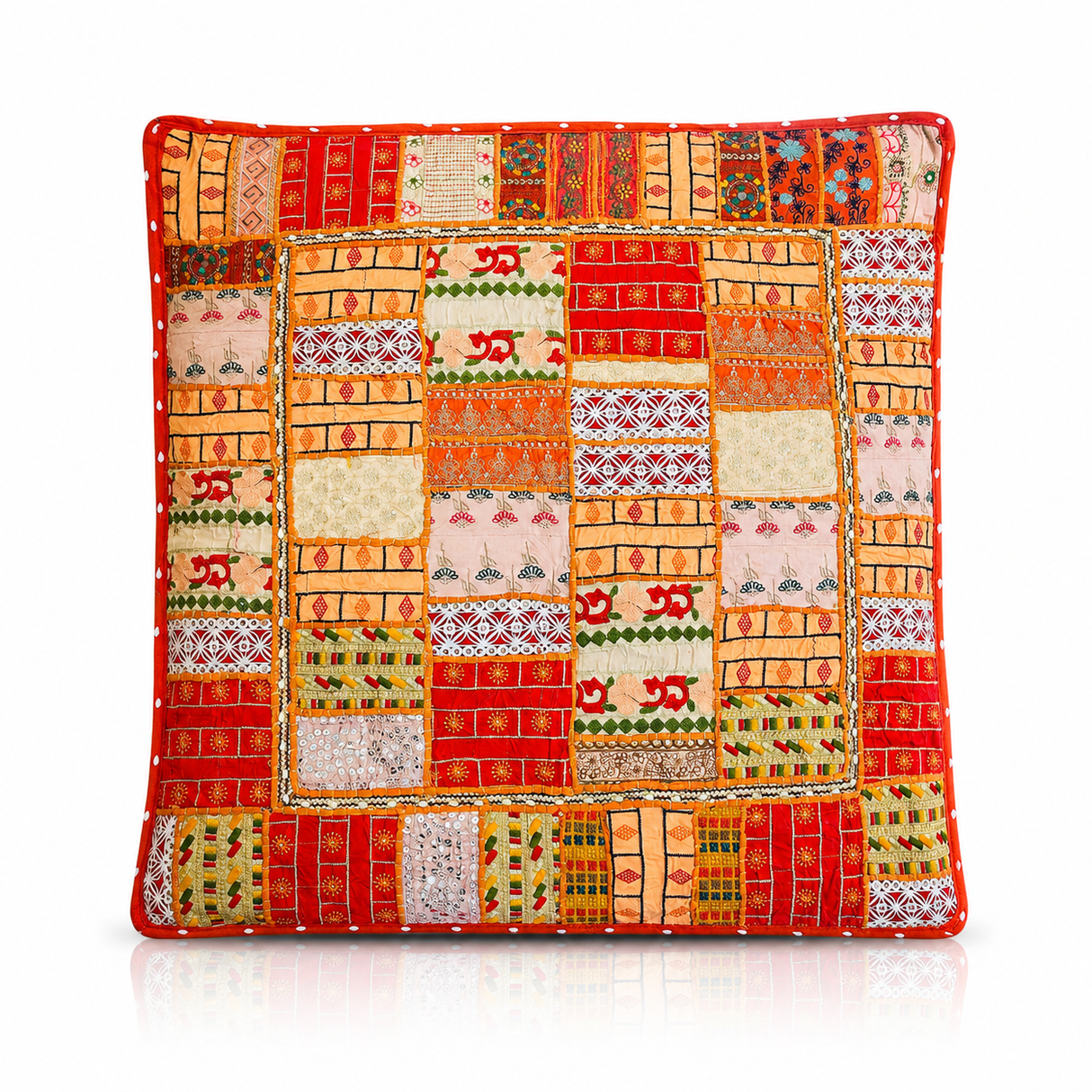 Cojin de Suelo Patchwork Naranjo Extra Grande