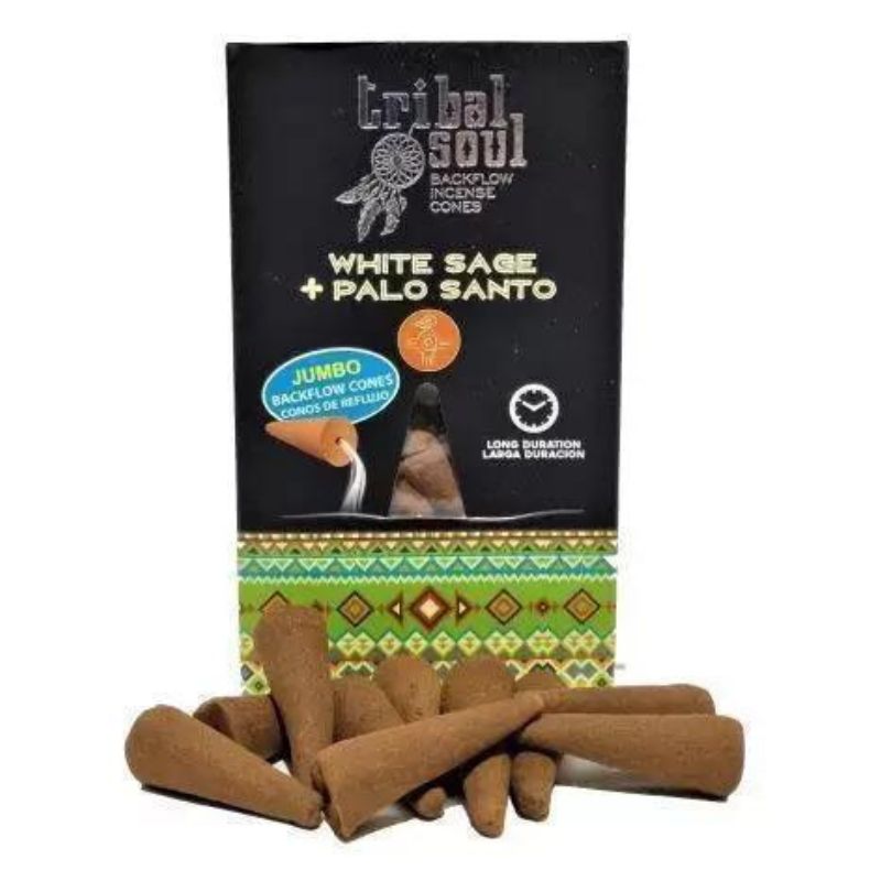 Incienso Cascada Salvia Blanca + Palo Santo 10 conos