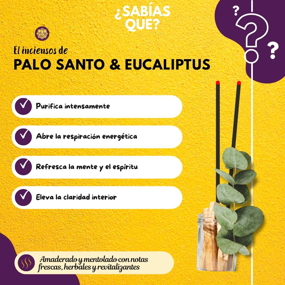 Incienso Orgánico Palo Santo con Eucalipto