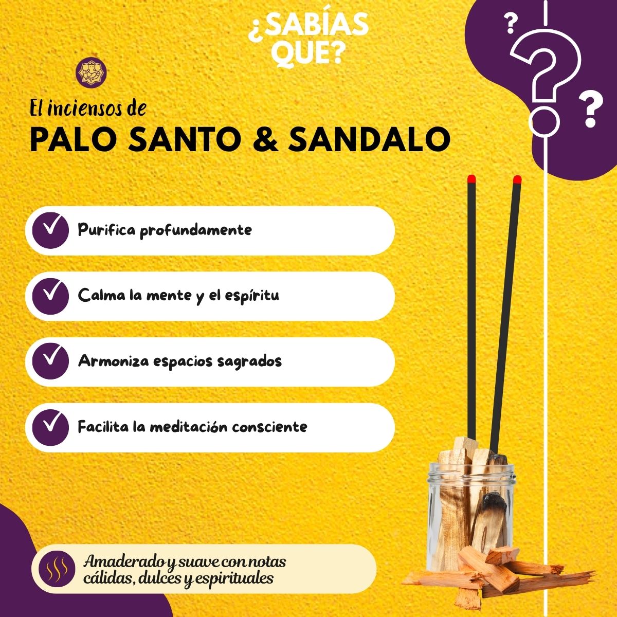 Incienso Cascada Palo Santo y Sándalo 120 conos