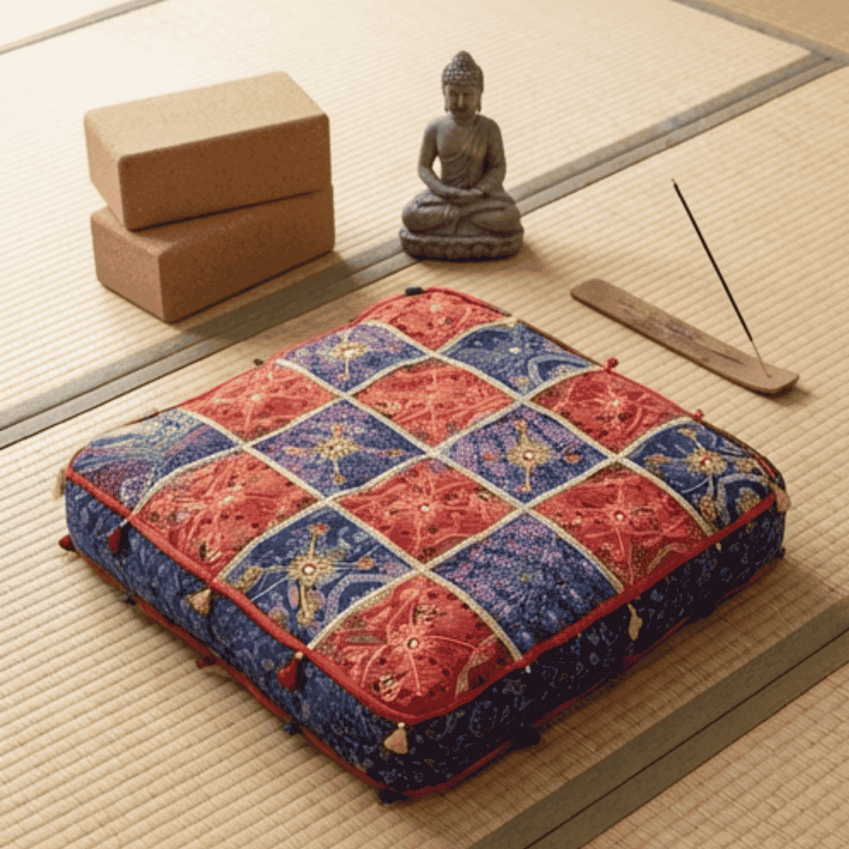 Cojin Azul Indio Patchwork Talla XL