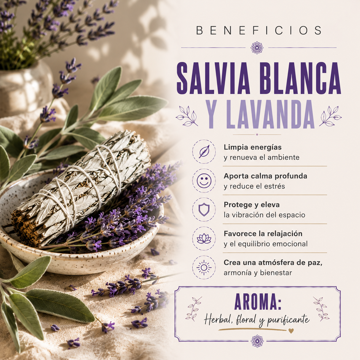 Aceite Aromático Salvia Blanca y Lavanda