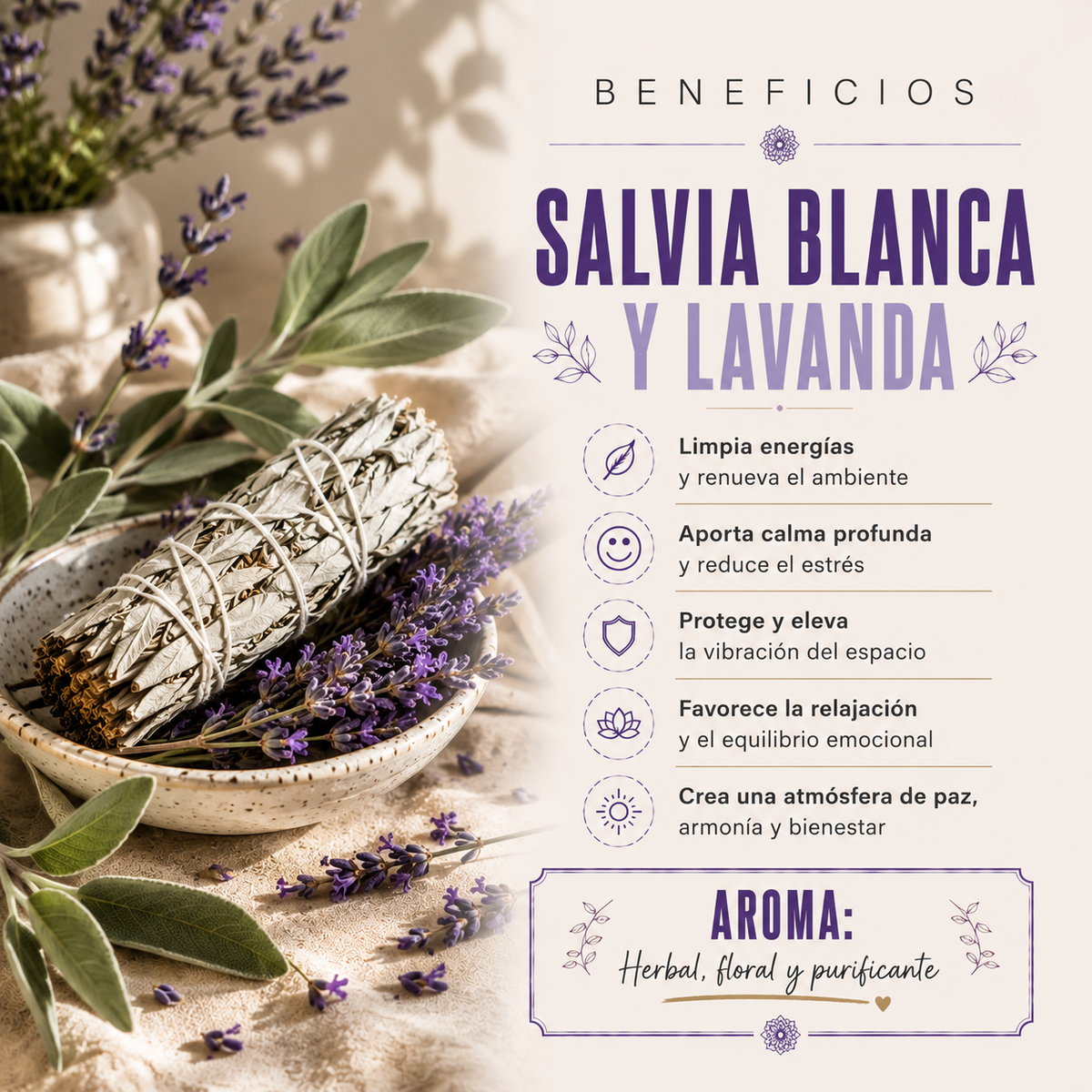 Incienso Salvia Blanca + Lavanda