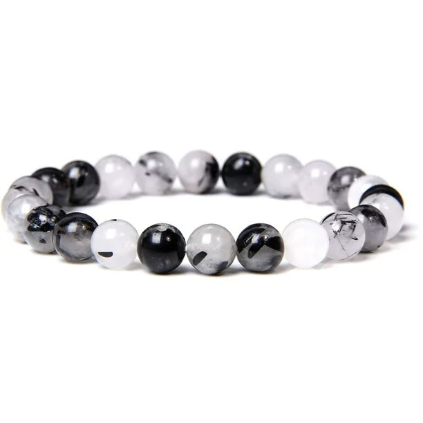 Pulsera Cuarzo Rutilado Negro 8mm