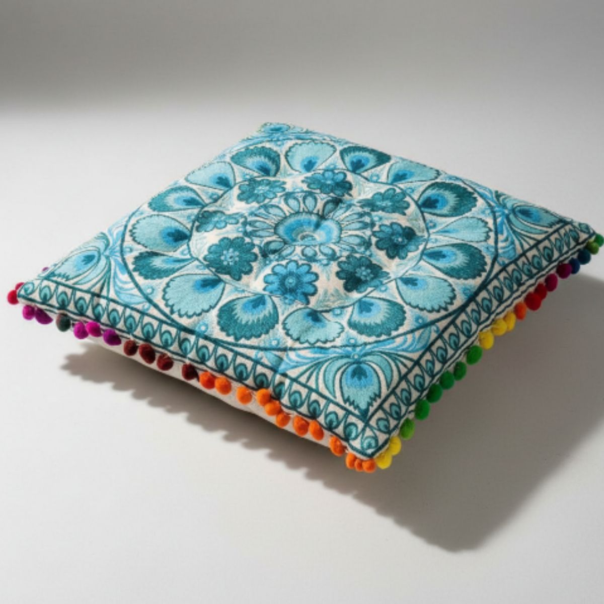 Cojin Celeste Indio Cuadrado Mediano