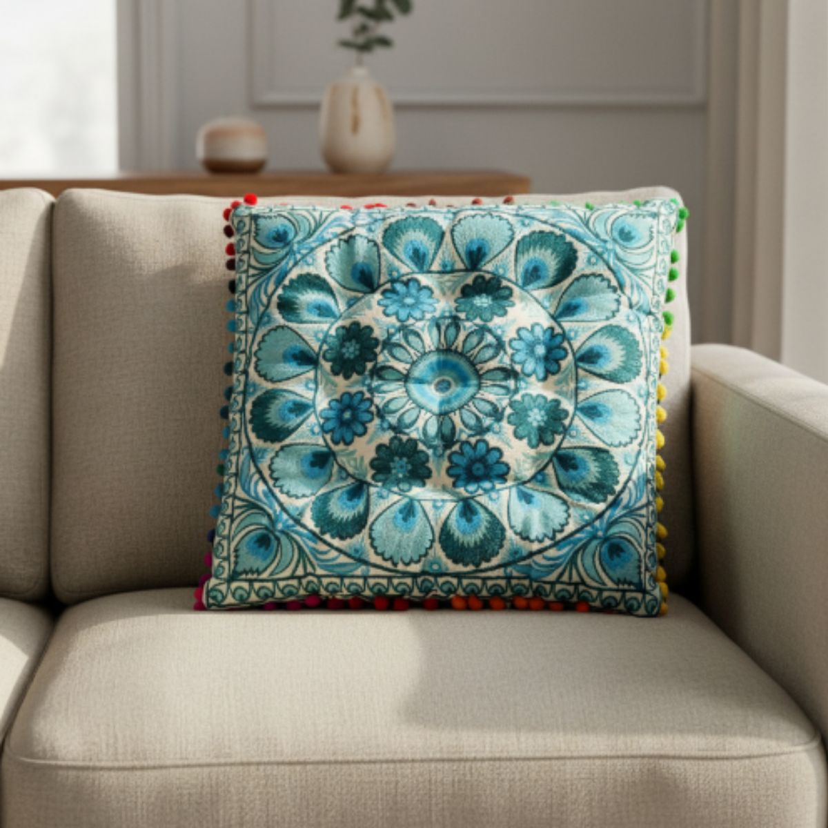 Cojin Celeste Cuadrado Chico