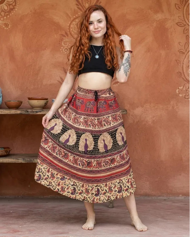 Falda Dinu Morado con Rojo y Negro