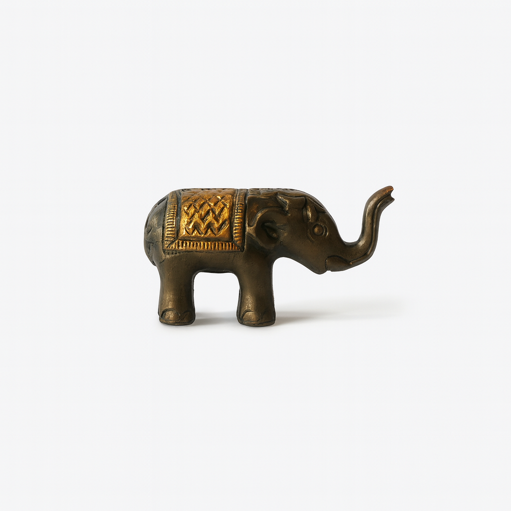 Porta Incienso Elefante Doble Bronce Mini