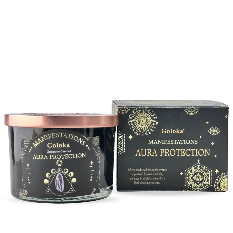 Vela Pachuli con Obsidiana Negra - Protección del Aura