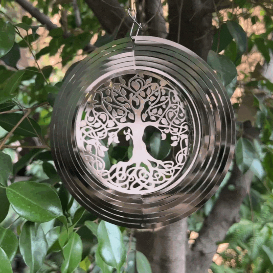 Anillo de Viento Árbol de la Vida Plateado