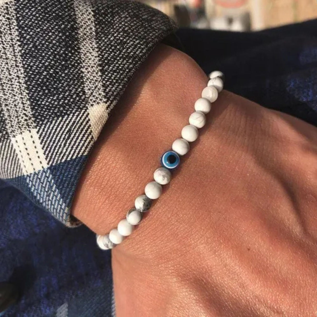 Pulsera Howlita con Ojo turco 4mm