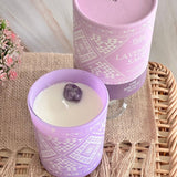Vela Boho Lavanda Salvia con Piedra Amatista 200g