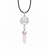 Colgante Lotus de Punta Cuarzo Rosa