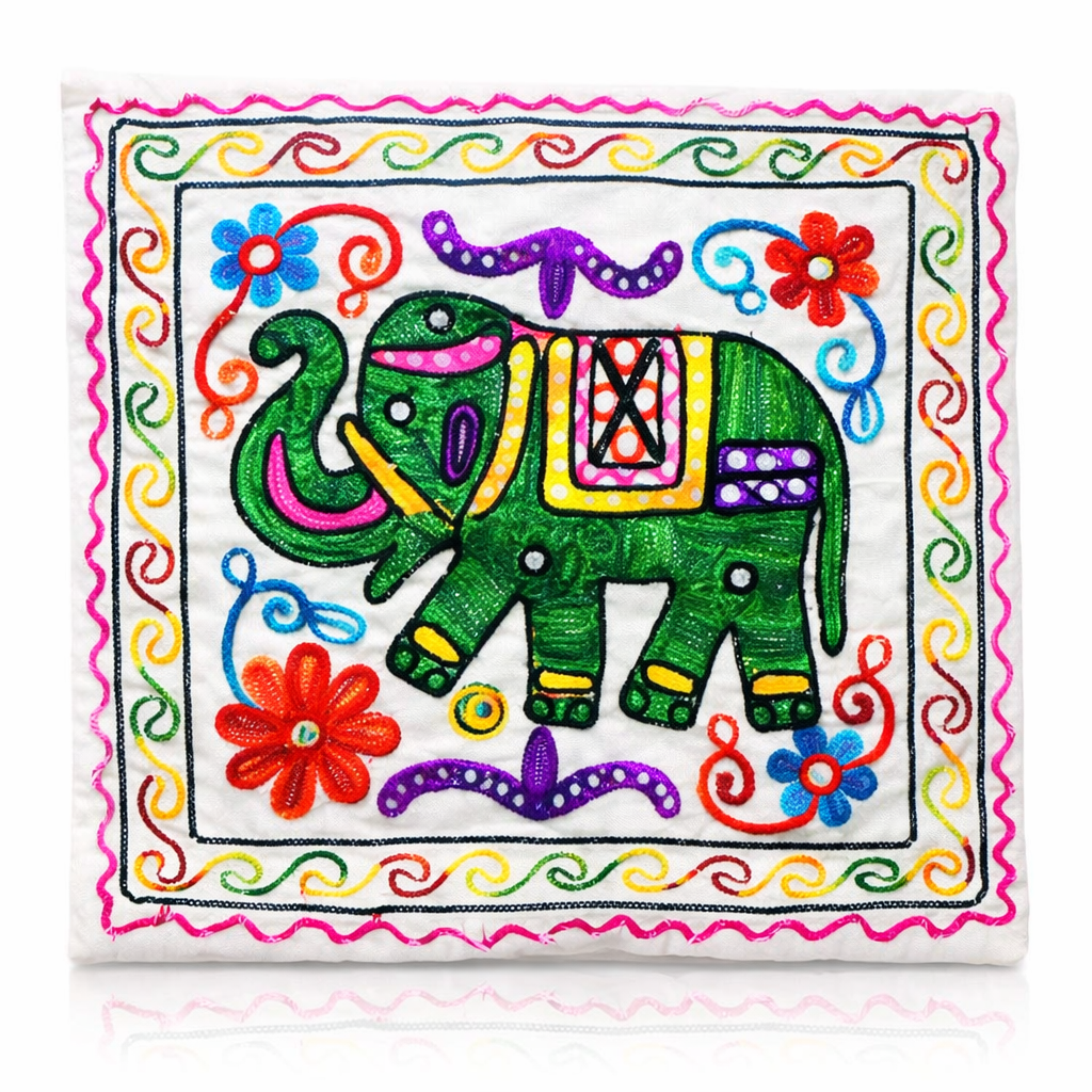 Funda de Cojín Elephant Verde y Morado