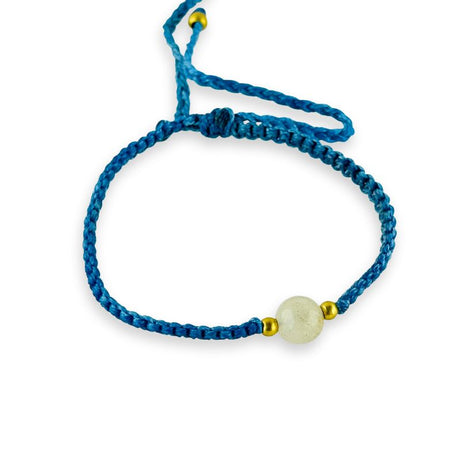 Pulsera de Hilo 6mm Ajustable con Piedra Preciosa