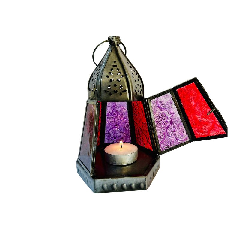 Porta Vela Farol Encantado Rojo