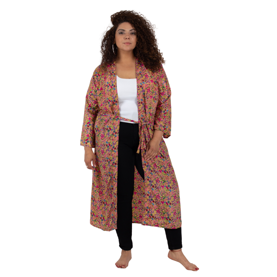 Kimono Trisha Beige con Rosa