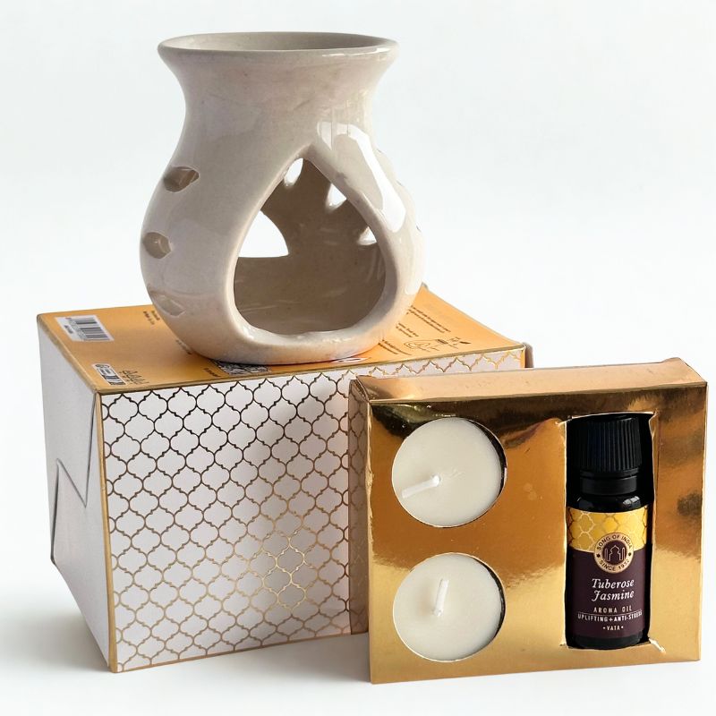 Kit Difusor de Cerámica Ayurveda Flor de Jazmín
