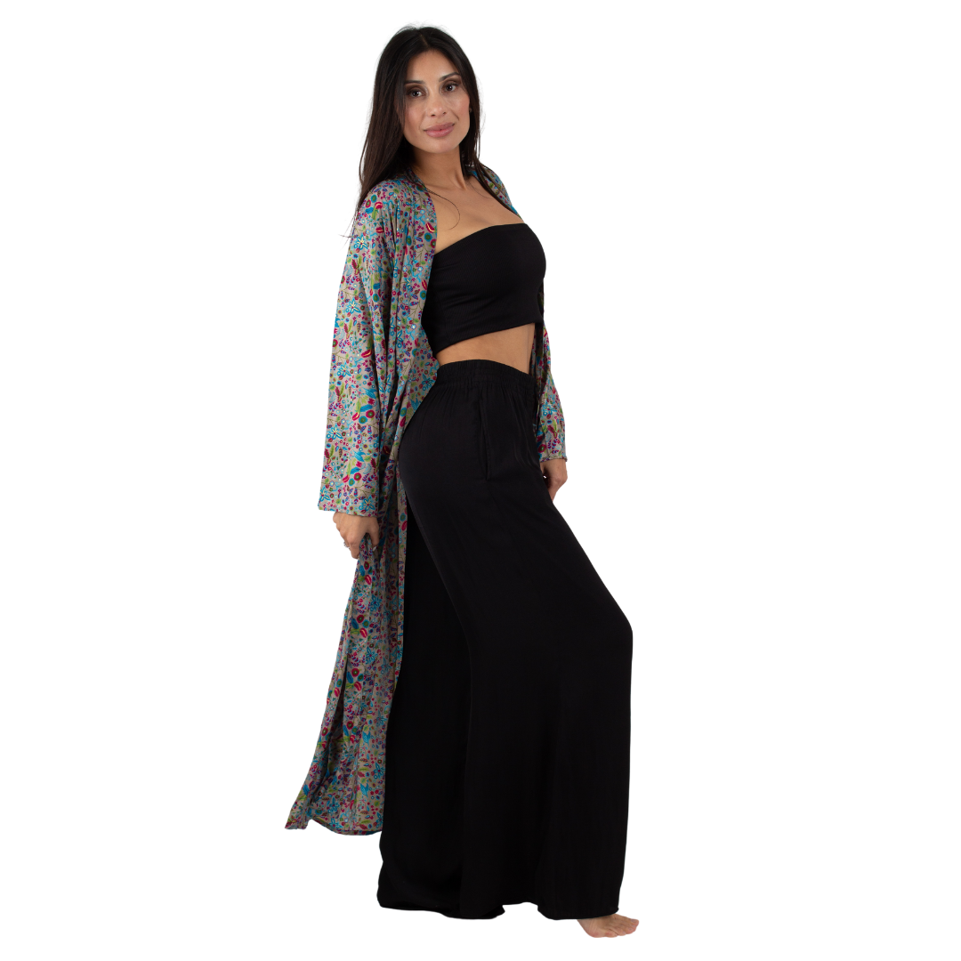 Kimono Trisha Gris con Azul