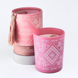 Vela Boho 7 Chakras con Piedra Cuarzo Rosa 200g