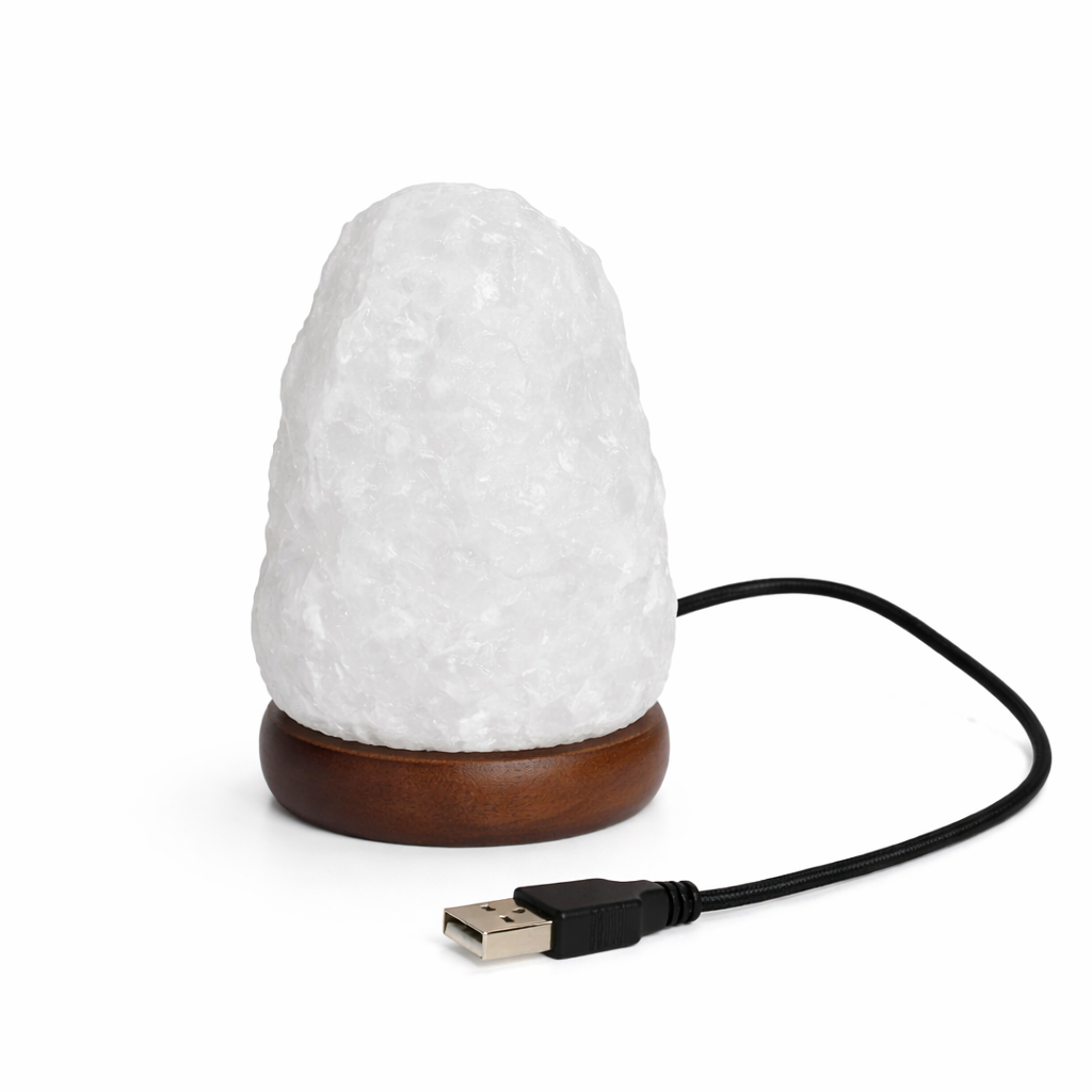 Lampara de Sal Blanca del Himalaya Led Mini