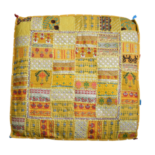 Cojin Amarillo Indio Patchwork Talla XL