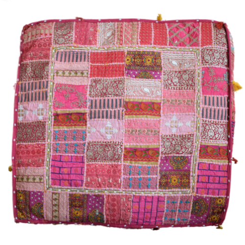 Cojin Rosado Indio Patchwork Talla XL