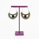 Aros Plateados Perla Onix