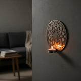 Porta Vela de Pared Flor de la Vida Plateado Pequeño